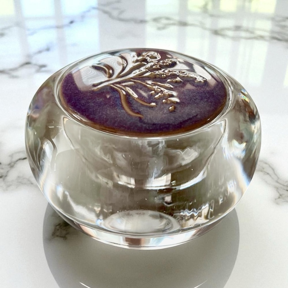 Partylite glass tea light holder, with cute ceramic lid, never used